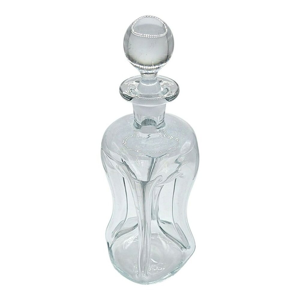 VTG Holmegaard Kluk Alcohol Decanter Danish Stopper Pinch Art Glass Blue Tint - Picture 8 of 15